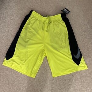 Nike Men's Bright Yellow and Black Athletic Shorts